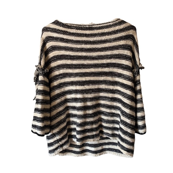 Free People Spells Trouble Striped Boho Distressed Raw Sweater in Size XS - Picture 3 of 6